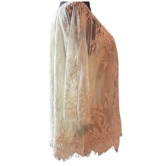 Rickie Freeman For Teri Jon Women's Off-The-Shoulder Lace Blouse Ivory Size 12 - Picture 7 of 14